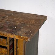 Industrial drawer unit in pine and iron – Central Europe, circa 1950