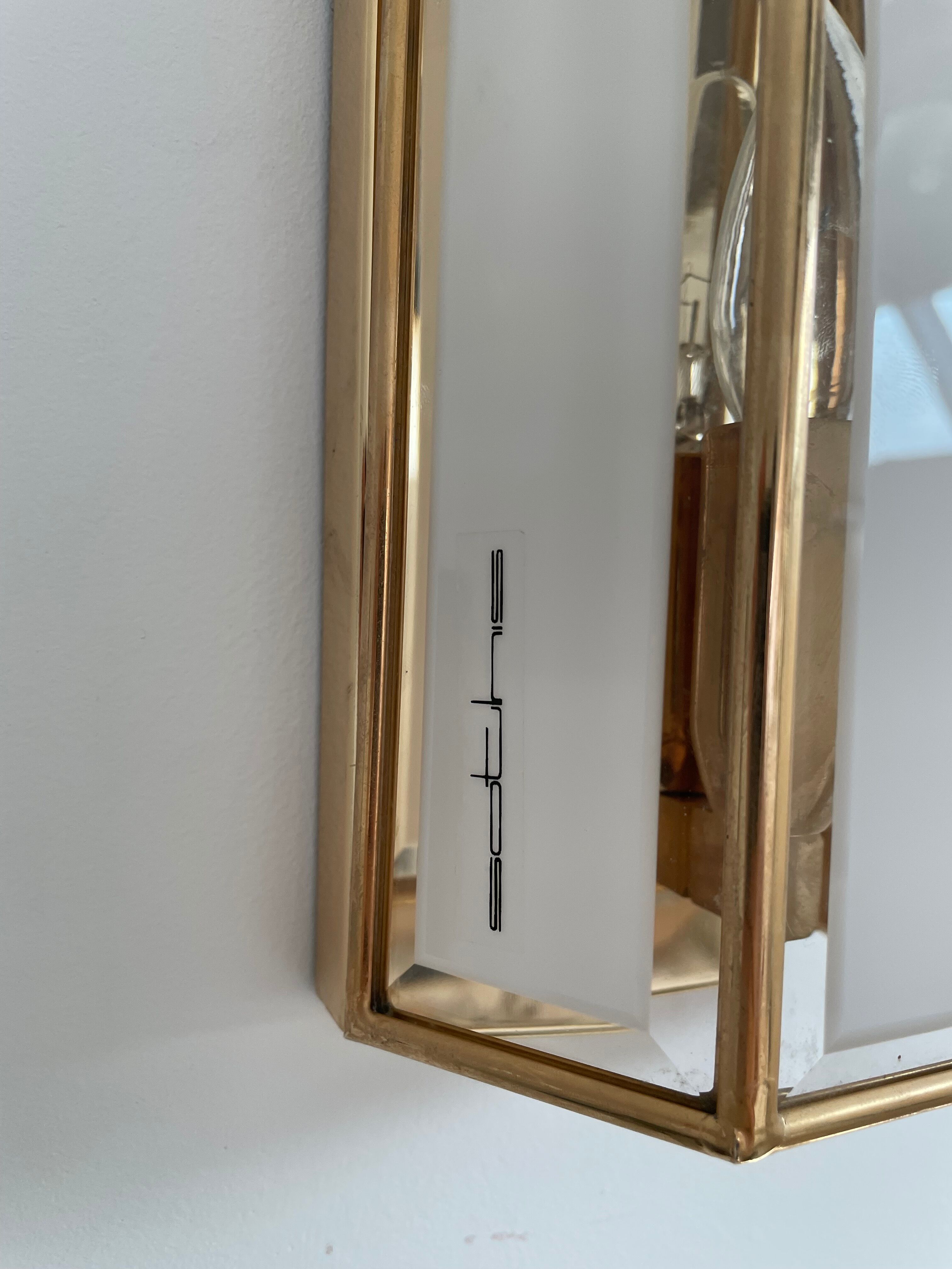 SOTHIS wall lamp - hexagonal - glass and brass - Italy