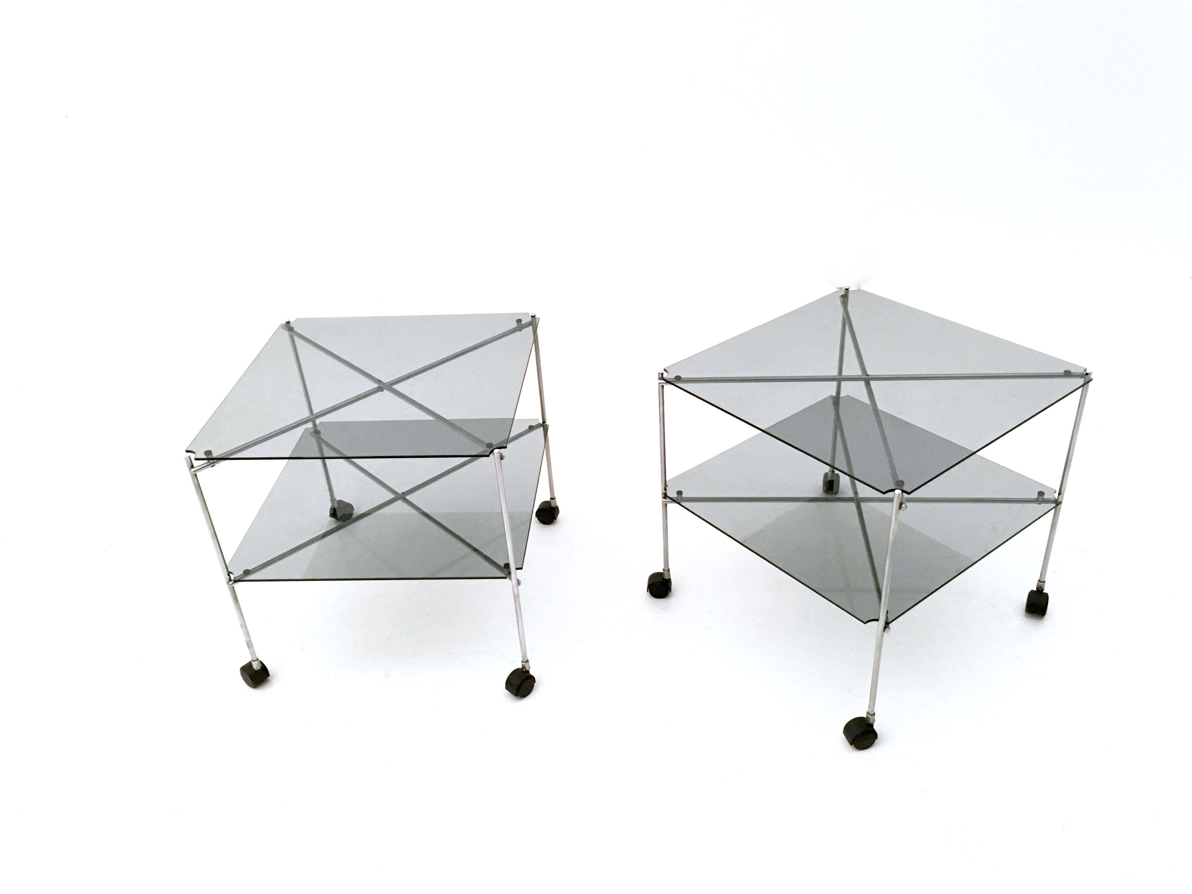 Vintage Postmodern Glass Carts by Bruno Munari, Italy, 1972