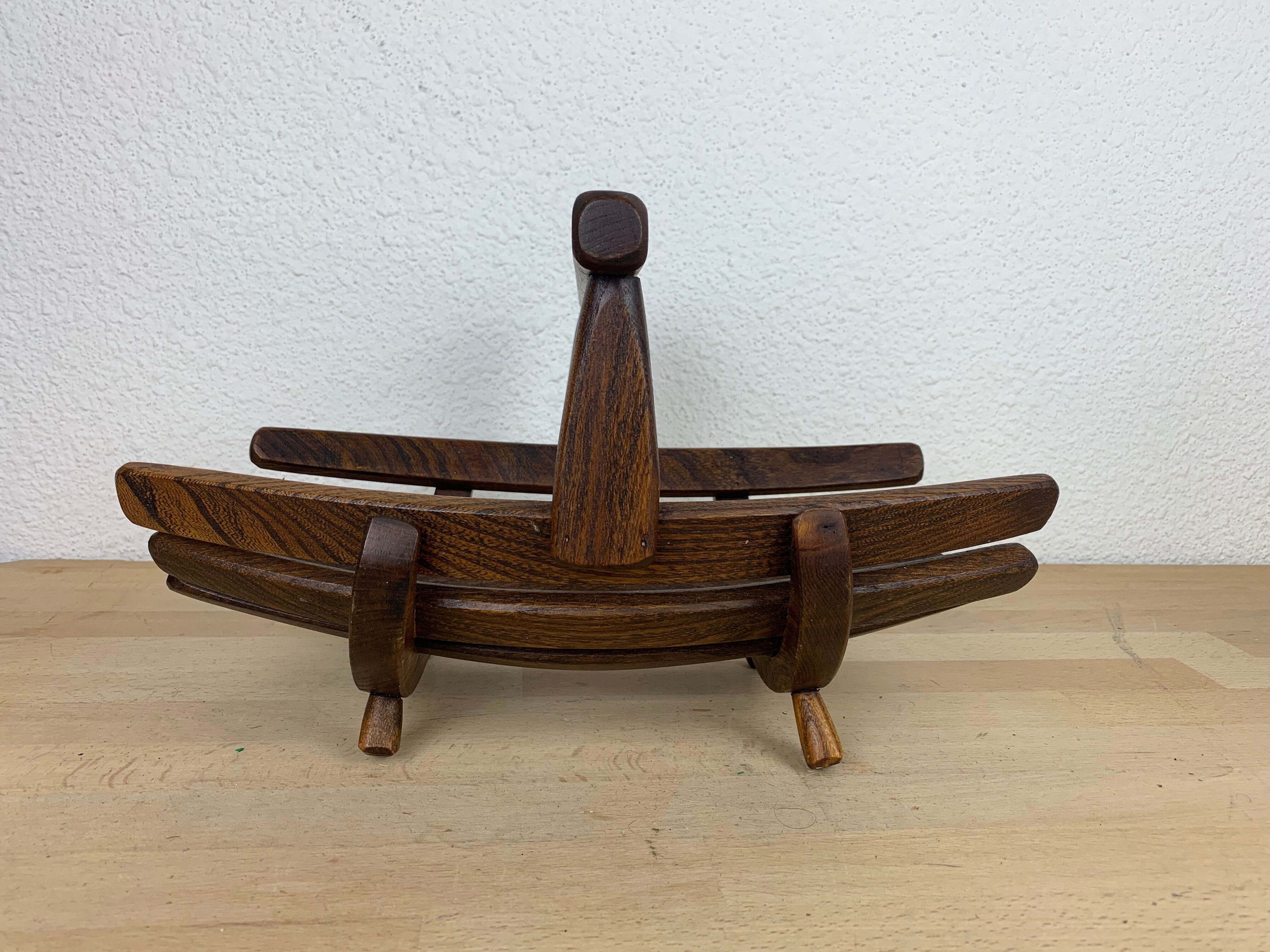 Brutalist wooden Scandinavian fruit basket