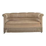 1950s, Danish 2-seater sofa, furniture velour, teak wood legs.