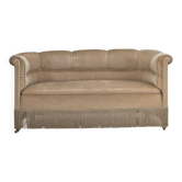 1950s, Danish 2-seater sofa, furniture velour, teak wood legs.