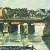 Oil painting on canvas, breton seaport concarneau? signed briey 1974