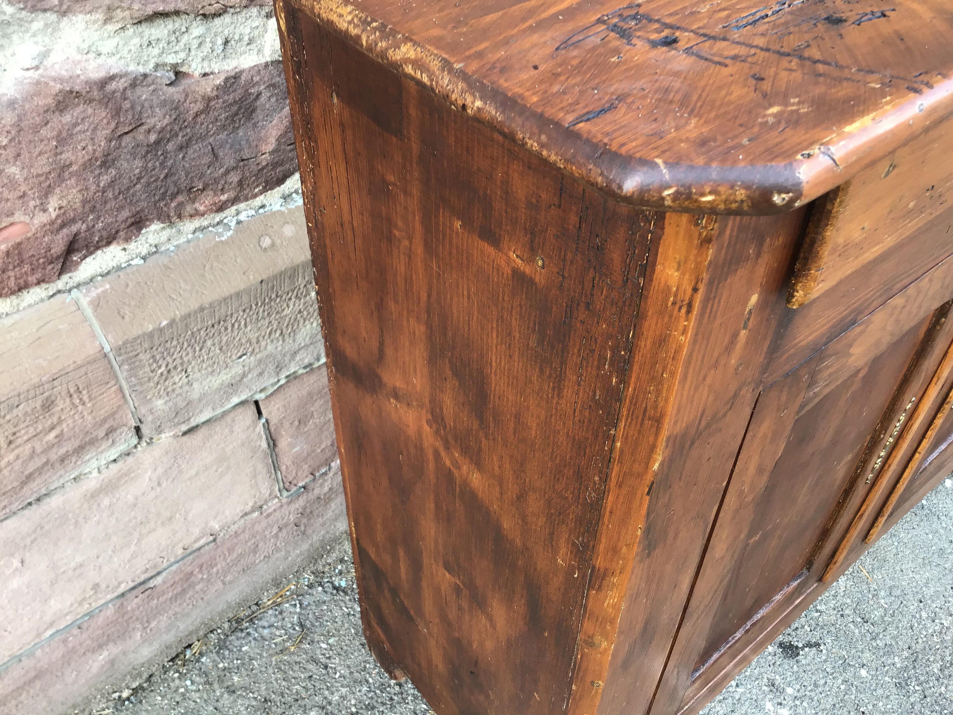 Vintage rustic fir buffet