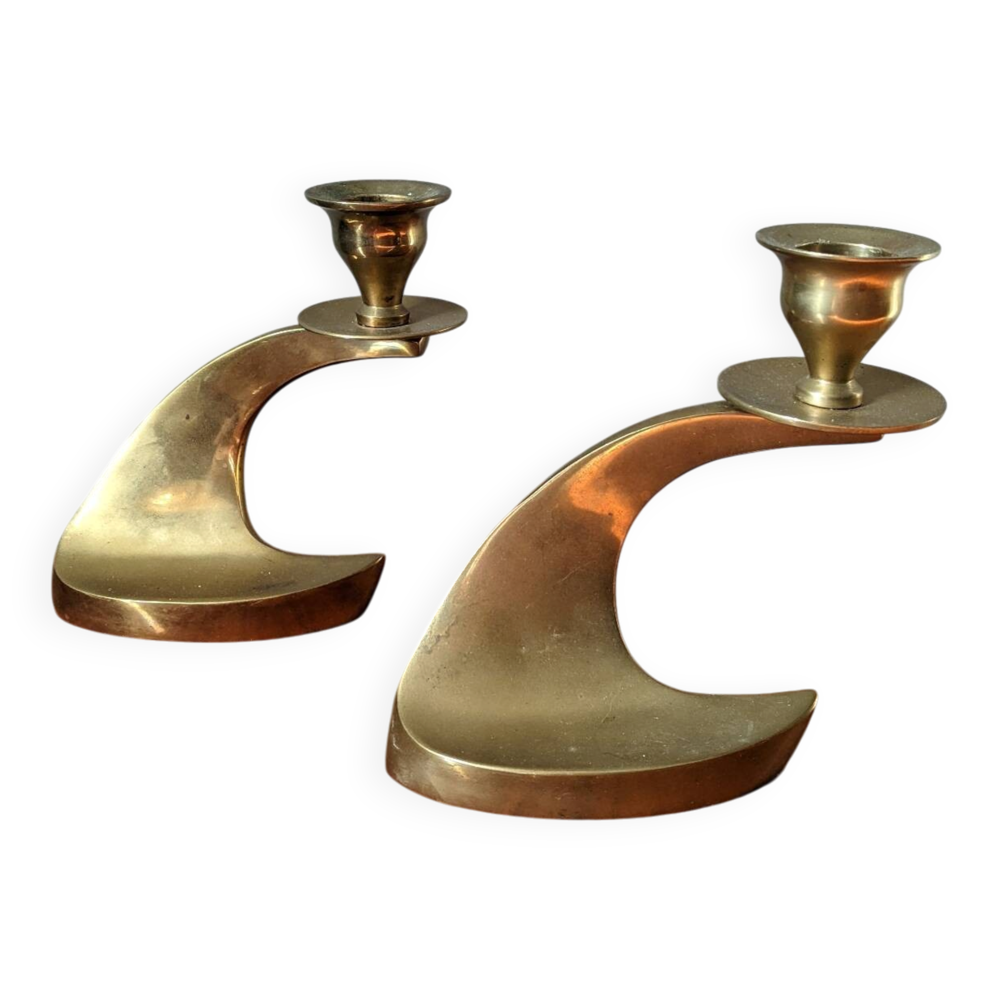 Pair of brass candle holders Scandinavian decoration