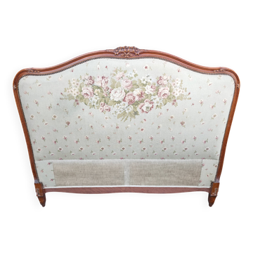 antique fabric and wood headboard