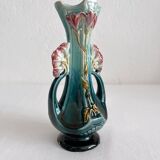 Vase soliflore en barbotine art nouveau fin XIXe