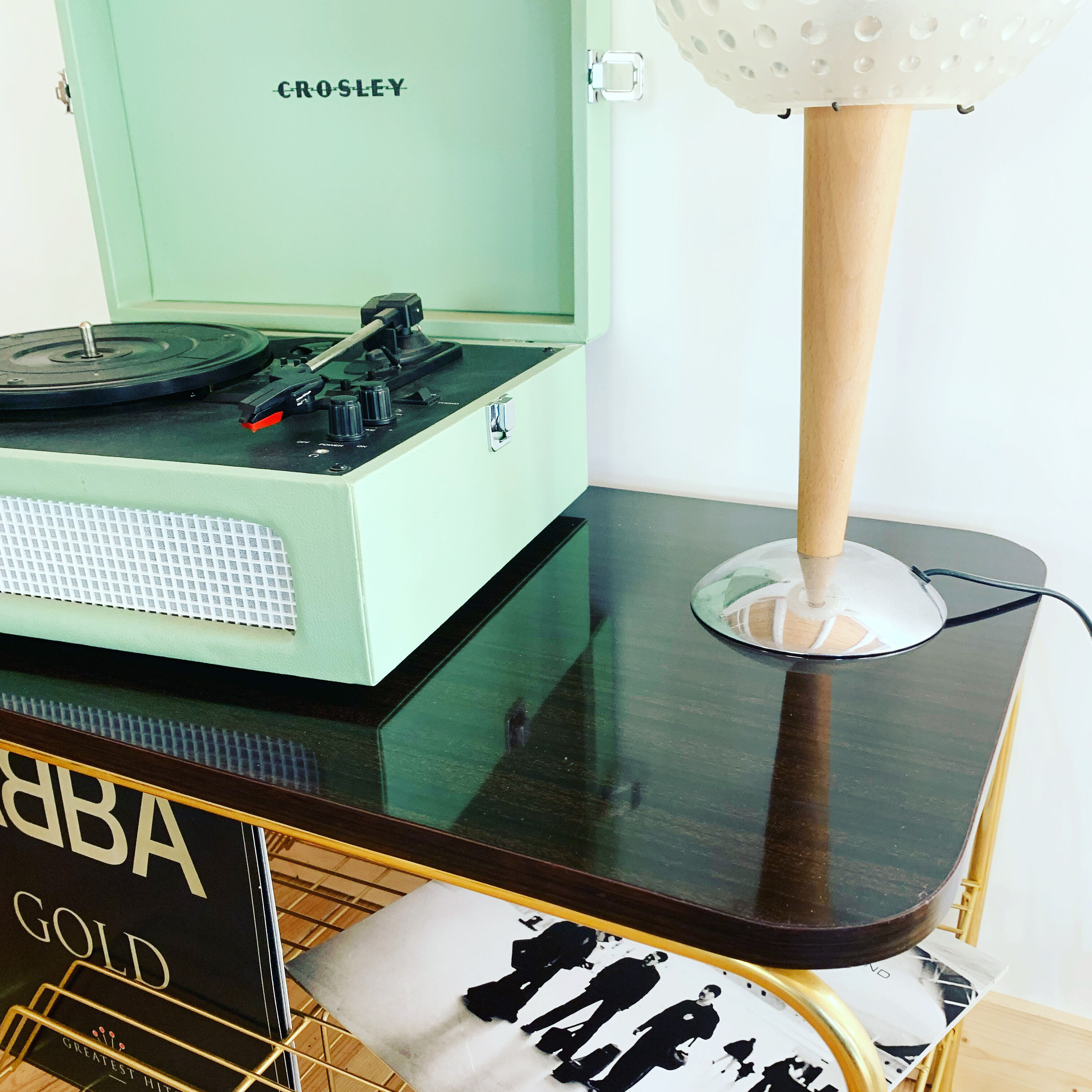 Meuble platine vintage et porte vinyles