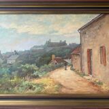 Hst painting "animated landscape" by hf vertet (1847-1924) known as l'abbé vertet