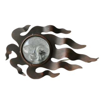 Sun lamp in metal and glass of the 80s