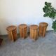 Set of 4 oak stools from the 1950s, constructivist style.