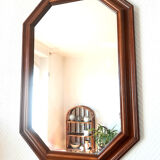 Hexagonal mirror in art deco wood