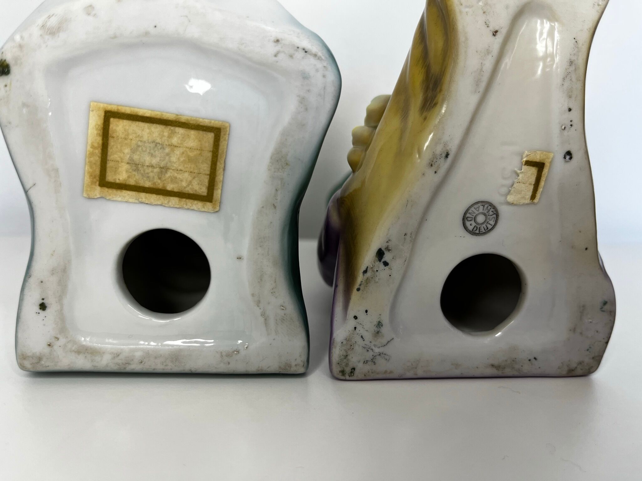 Pair of German porcelain bookends