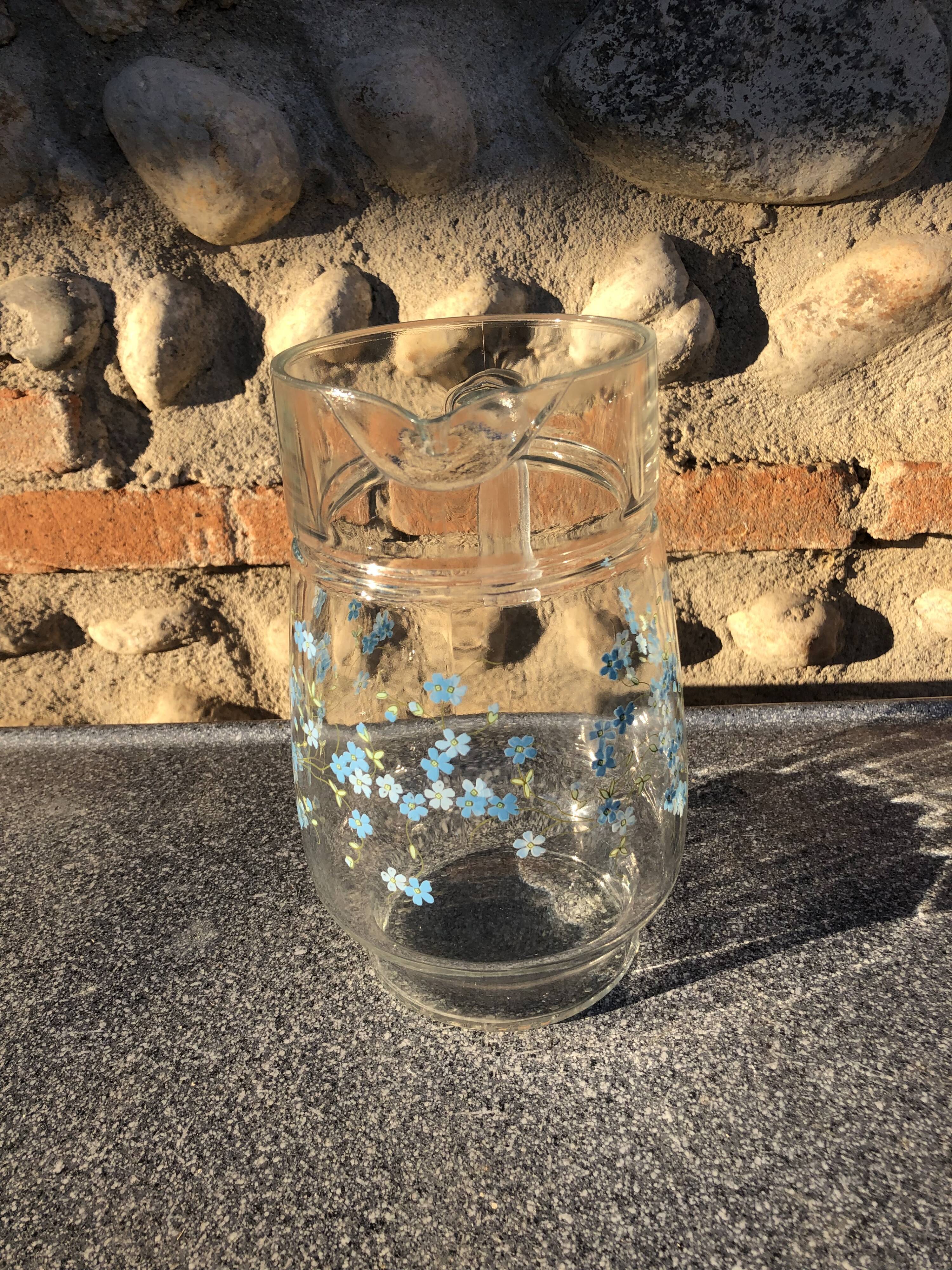 Pitcher small blue flowers Veronica Luminarc Arcoroc