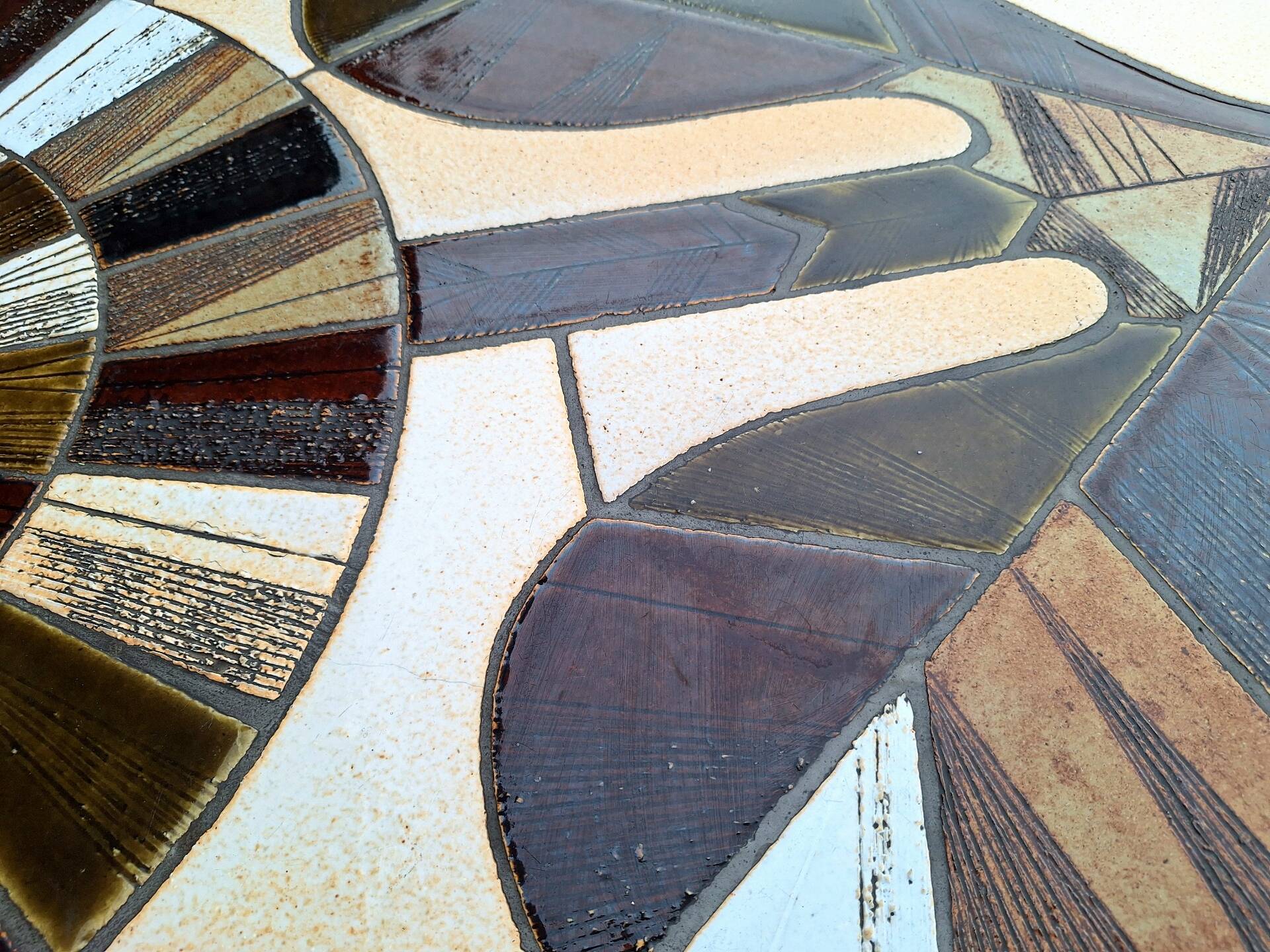 Roger Capron, vintage coffee table with ceramic top, design furniture.