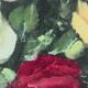Vintage original floral rose oil painting, signed flower art