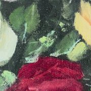 Vintage original floral rose oil painting, signed flower art