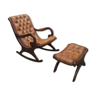 Chesterfield armchair and footrest
