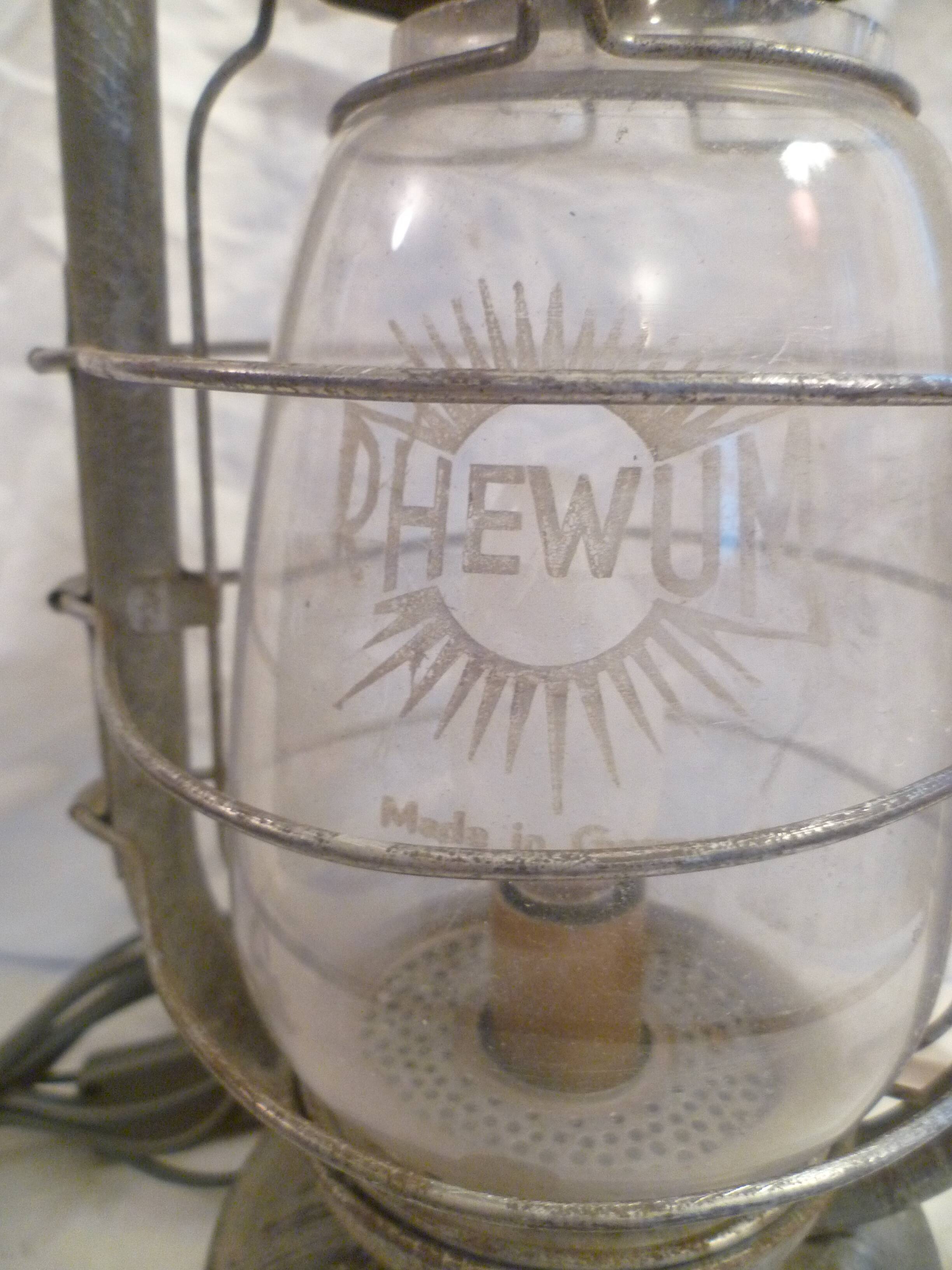 Vintage glass/metal storm lamp from the brand: rhewum germany
