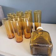 Service à boisson en verre ambré