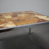 Mid-Century Resin and Stone Chrome Plated Coffee Table, 1970s, Germany