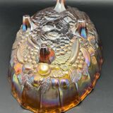 Large tinted glass bowl with fruit pattern
