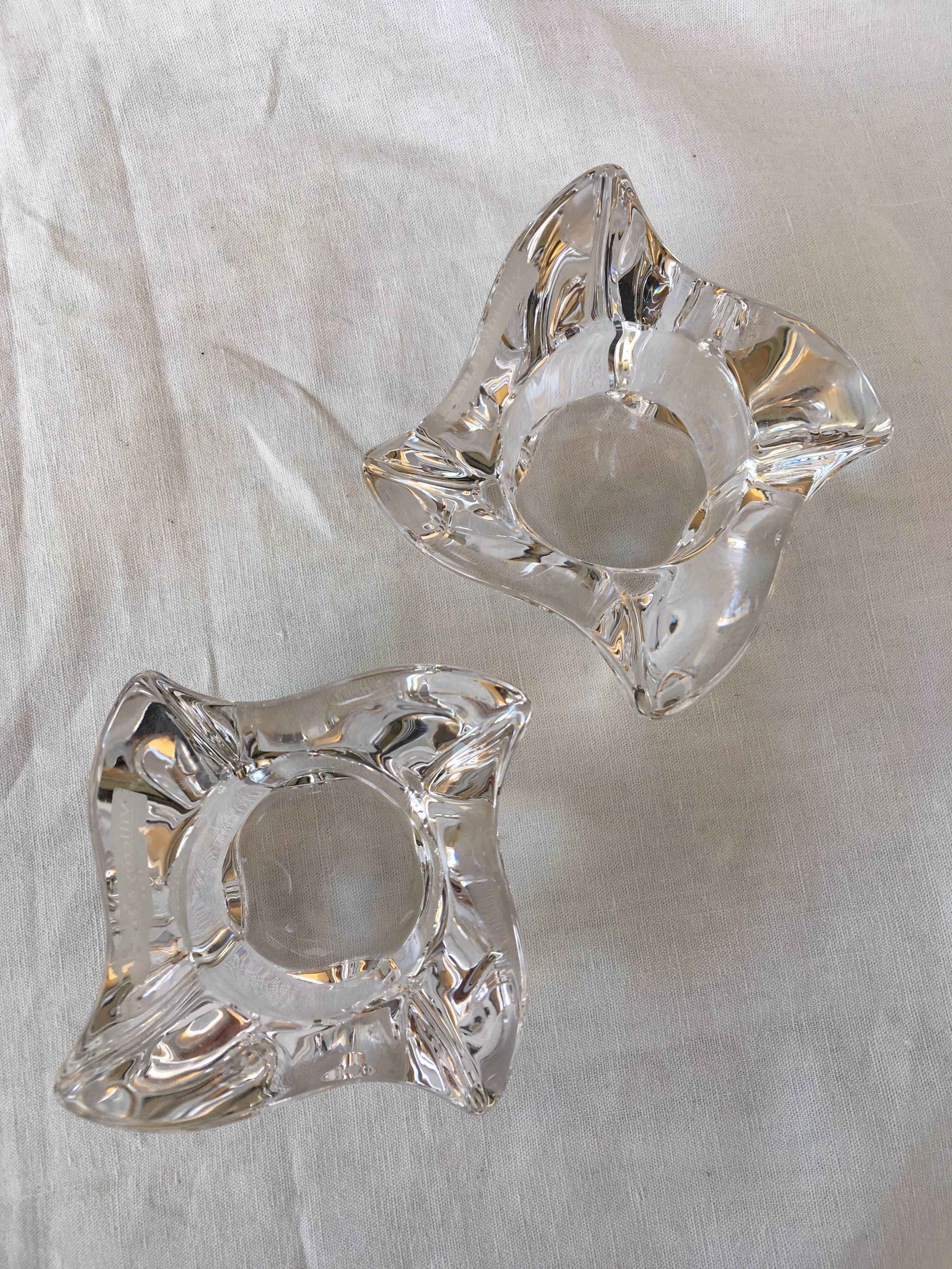 Pair of Villeroy and Boch crystal candle holders