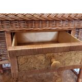 Vintage Wicker Woven Cabinet With Drawer, 90s
