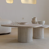 Irregular nesting coffee tables - ATHENA - 70/50 - porous natural travertine
