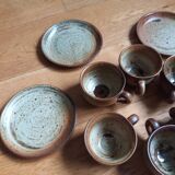 Coffee service with cups and saucers in Puisaye stoneware by Jean-Pierre Prud'homme