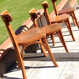 Suite of four foot bistro chairs with hoops / vintage 40s-50s