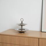 Two-tier steel cake stand, Italian design, 1980s, made in Italy