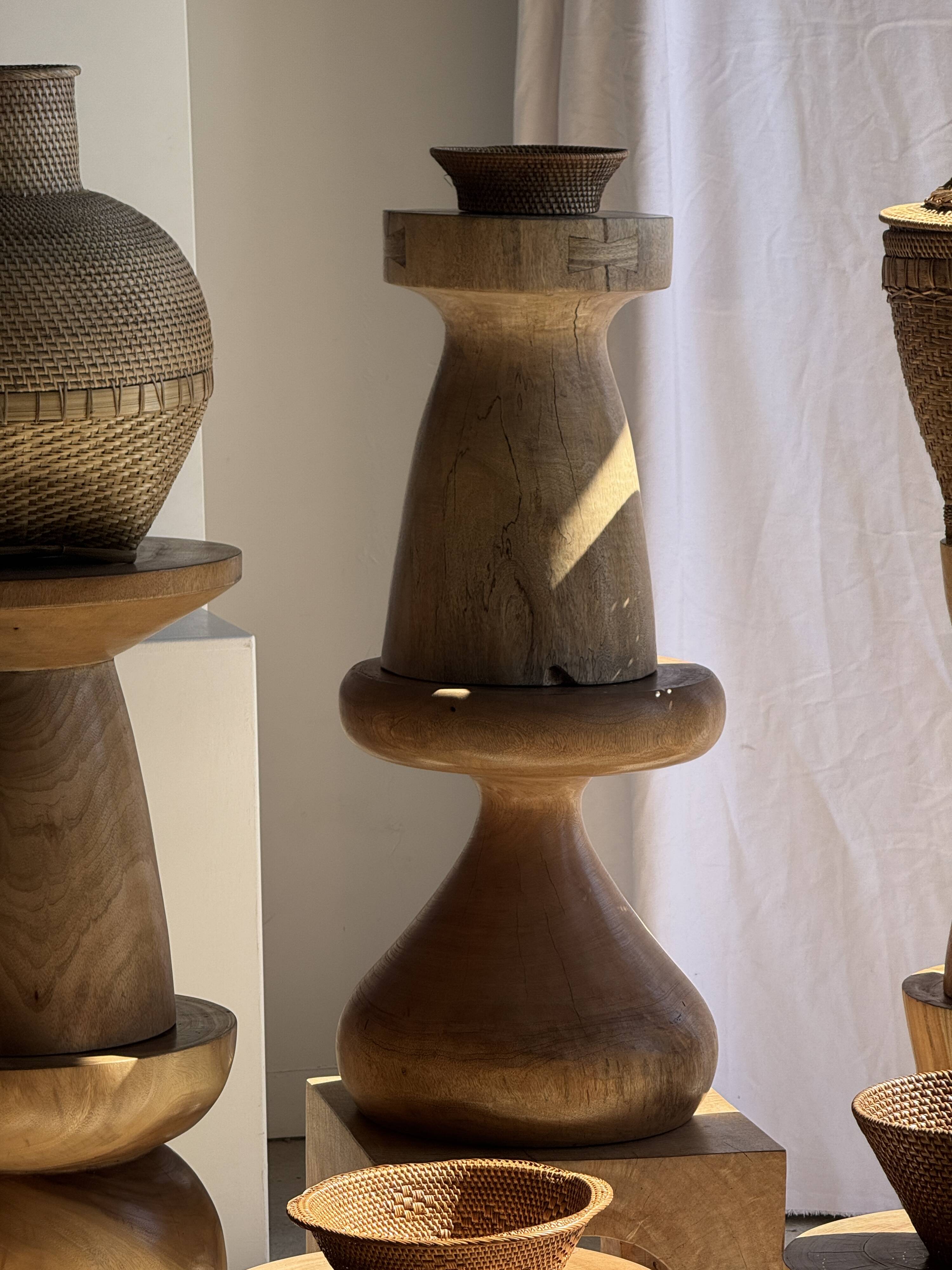 Pawn Natural - Stool, side table, end table in solid mango wood