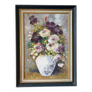 Bouquet mauve, huile