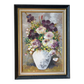 Bouquet mauve, huile sur panneau