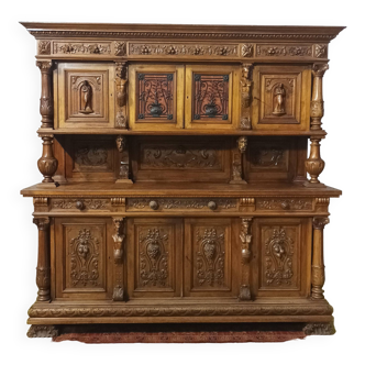 Renaissance walnut two-body sideboard