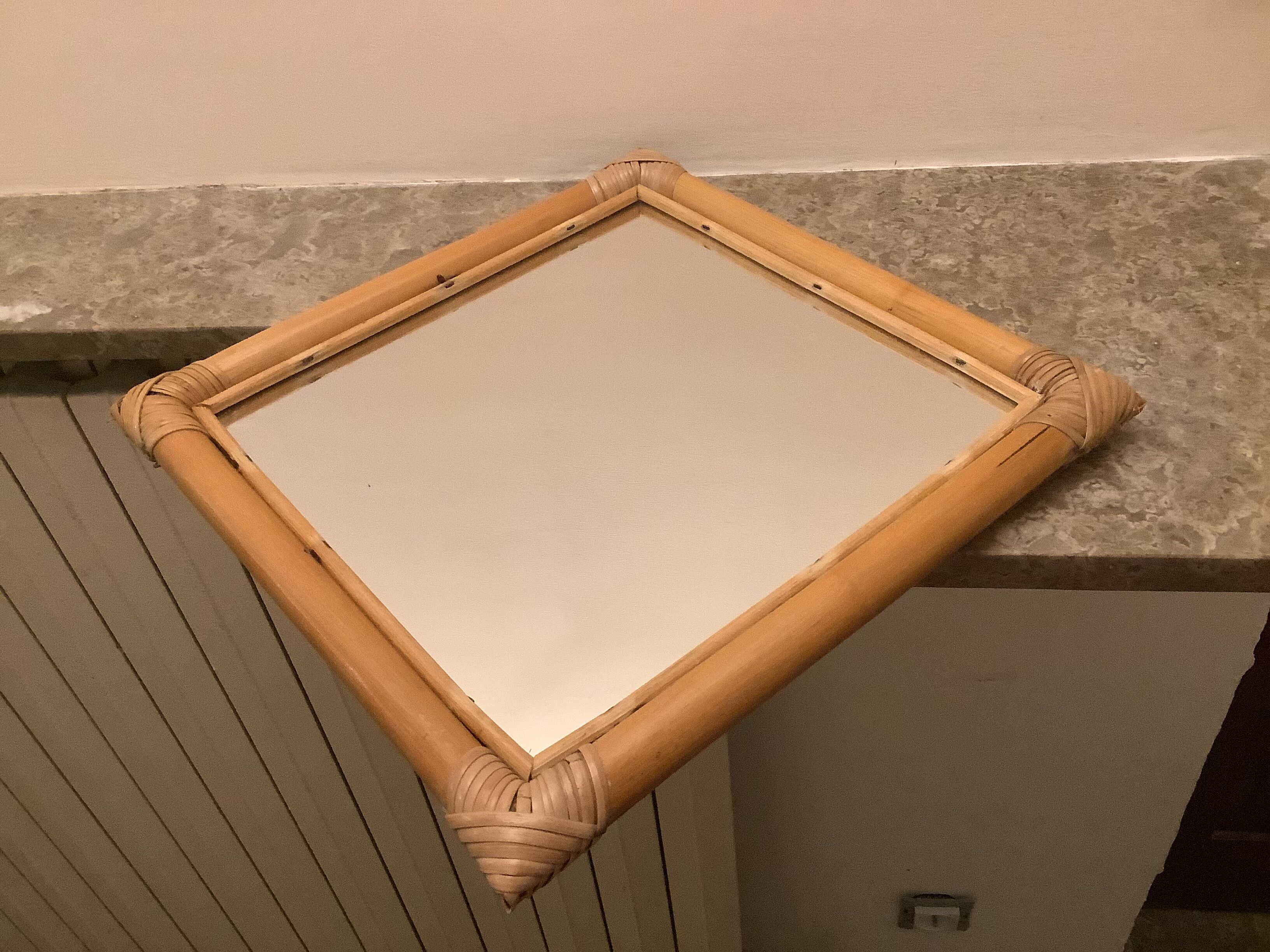 Old bamboo diamond mirror