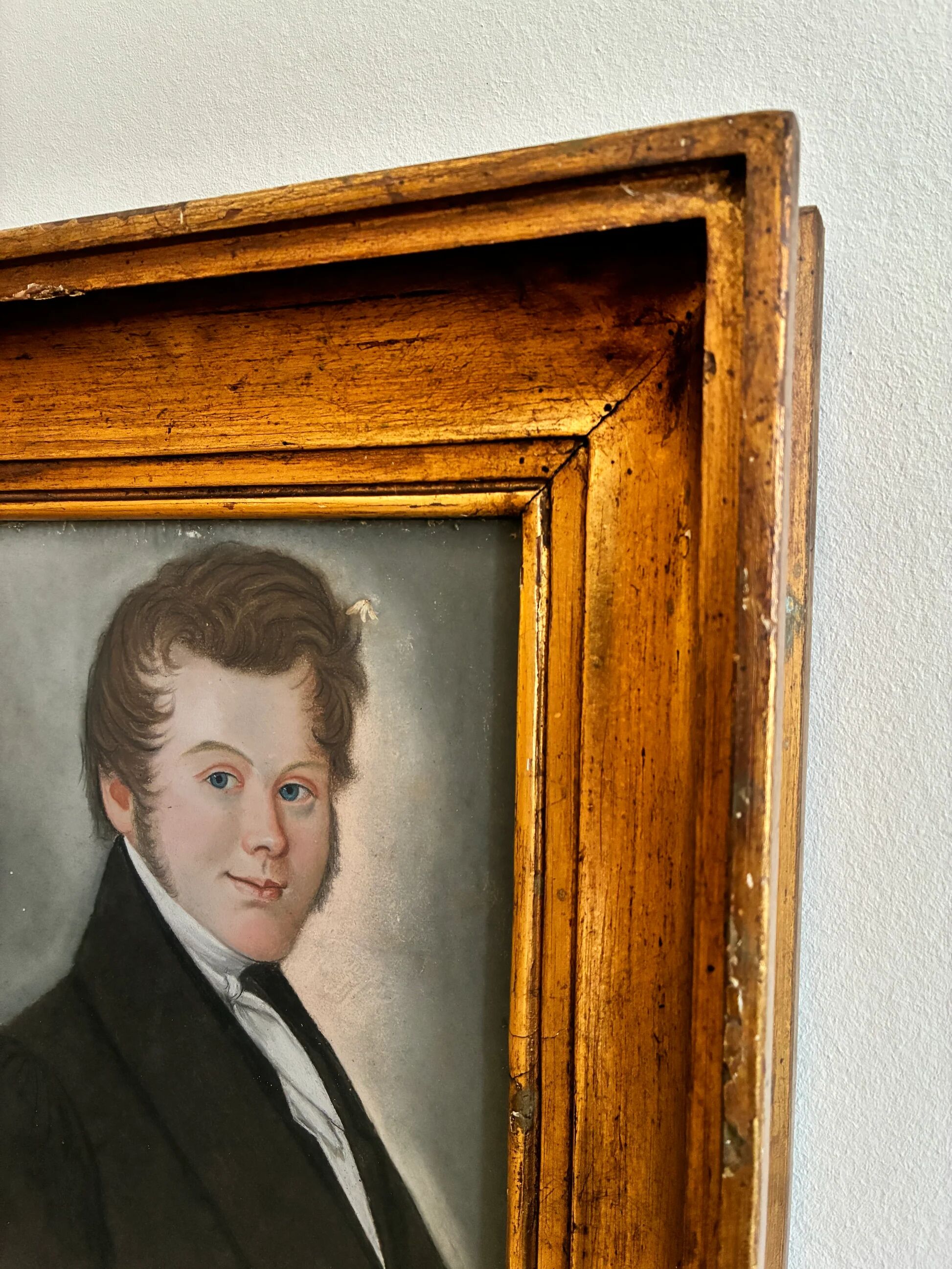 Portrait ancien au pastel d'un gentleman, vers 1830