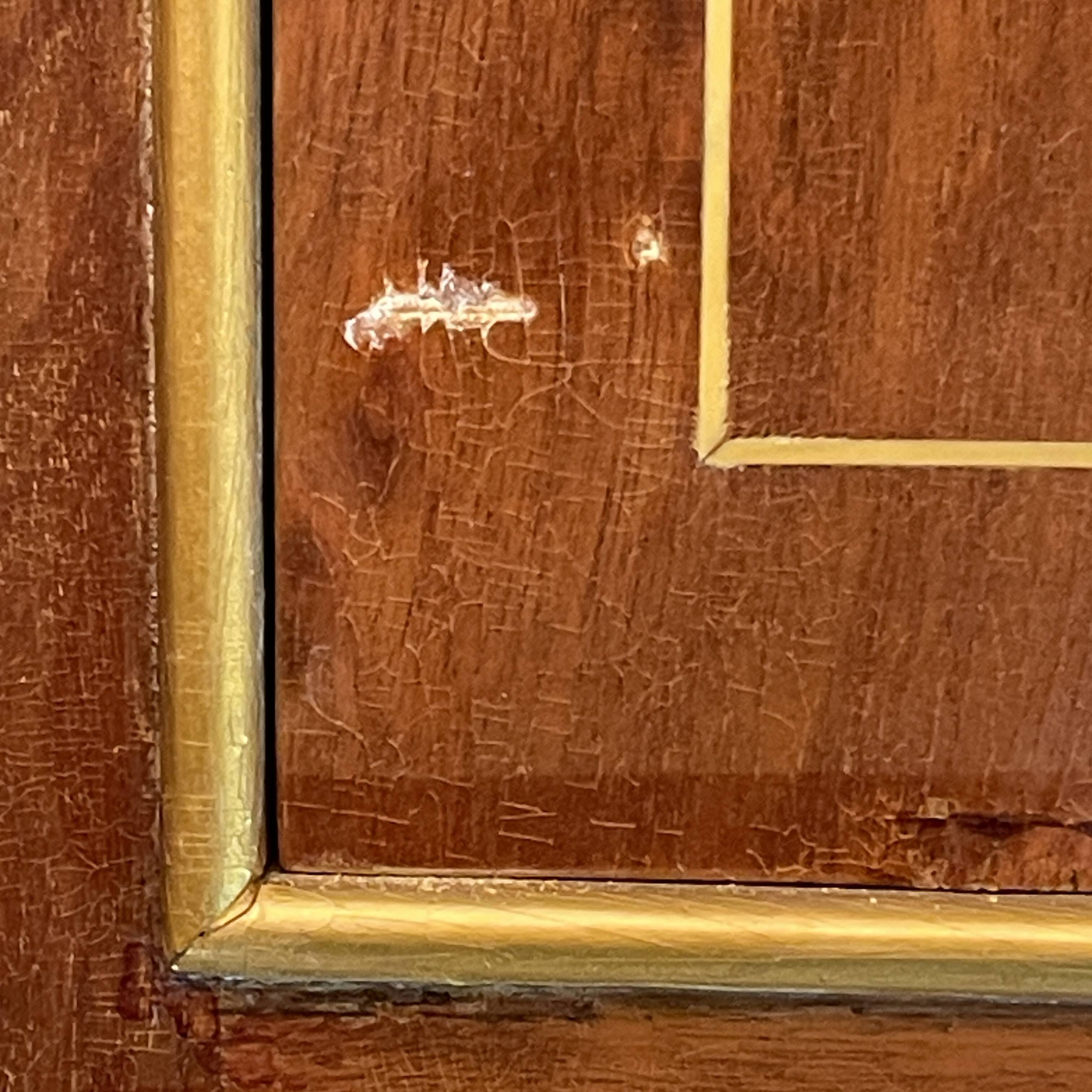 Art Deco sideboard or bar furniture, various veneers, bronze and ironwork, c