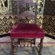 Suite of 8 Louis XIII style chairs oak and red velvet