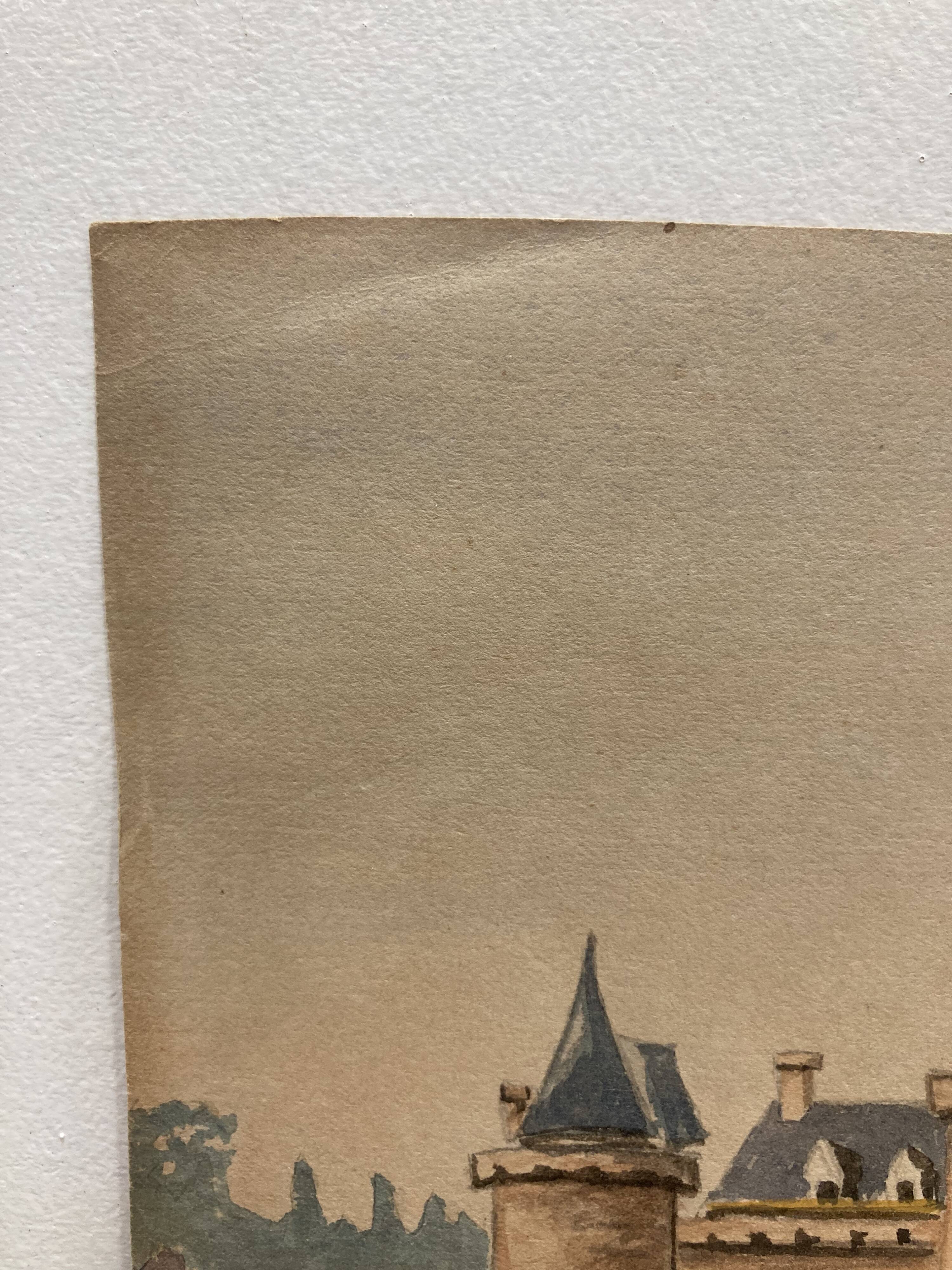 Double-sided watercolor castle landscape