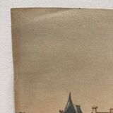 Double-sided watercolor castle landscape