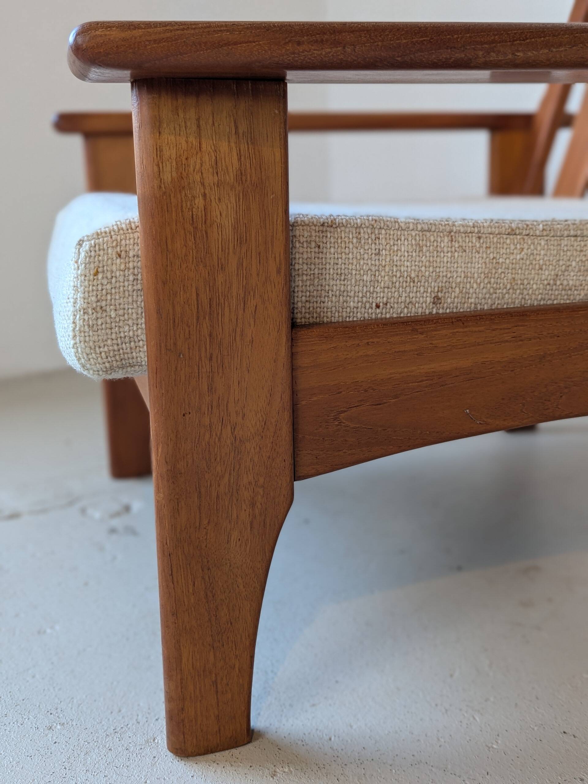 Teak and wool armchair