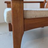 Teak and wool armchair