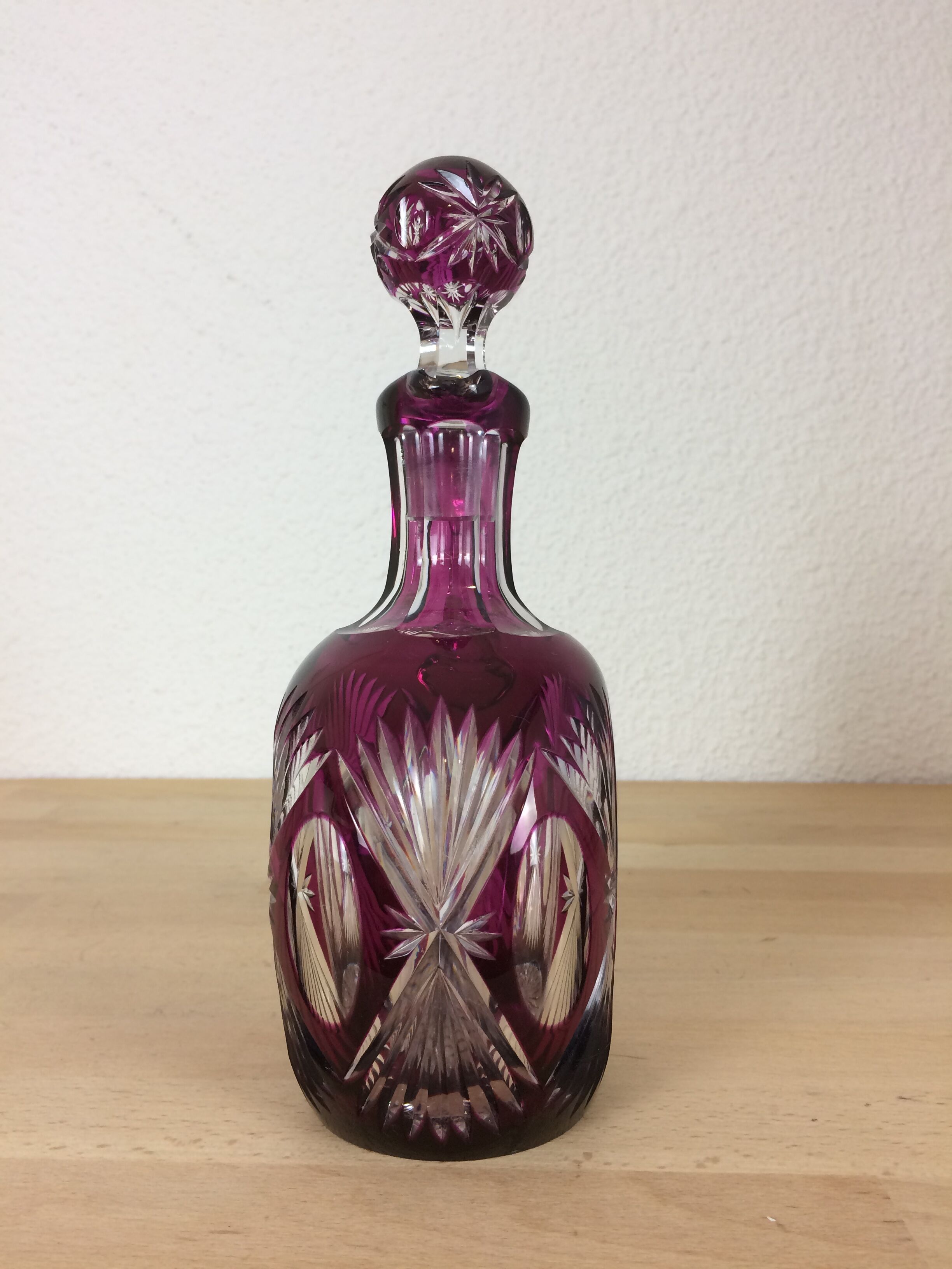 Val Saint Lambert double-layer red cut crystal carafe