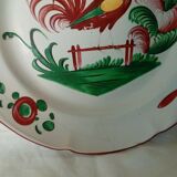 Plate in faience of luneville decor au coq a la barriere 19 eme