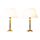 Vintage pair of Brass Column Table Lamps - 1970's Hollywood Regency Lamps