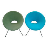 Turquoise & Green Armchairs, 1960s, Set of 2