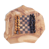 Jeux d'échecs rustique en bois d'olivier