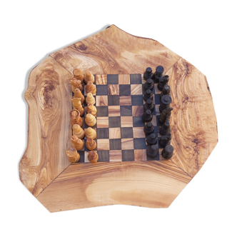 Jeux d'échecs rustique en bois d'olivier